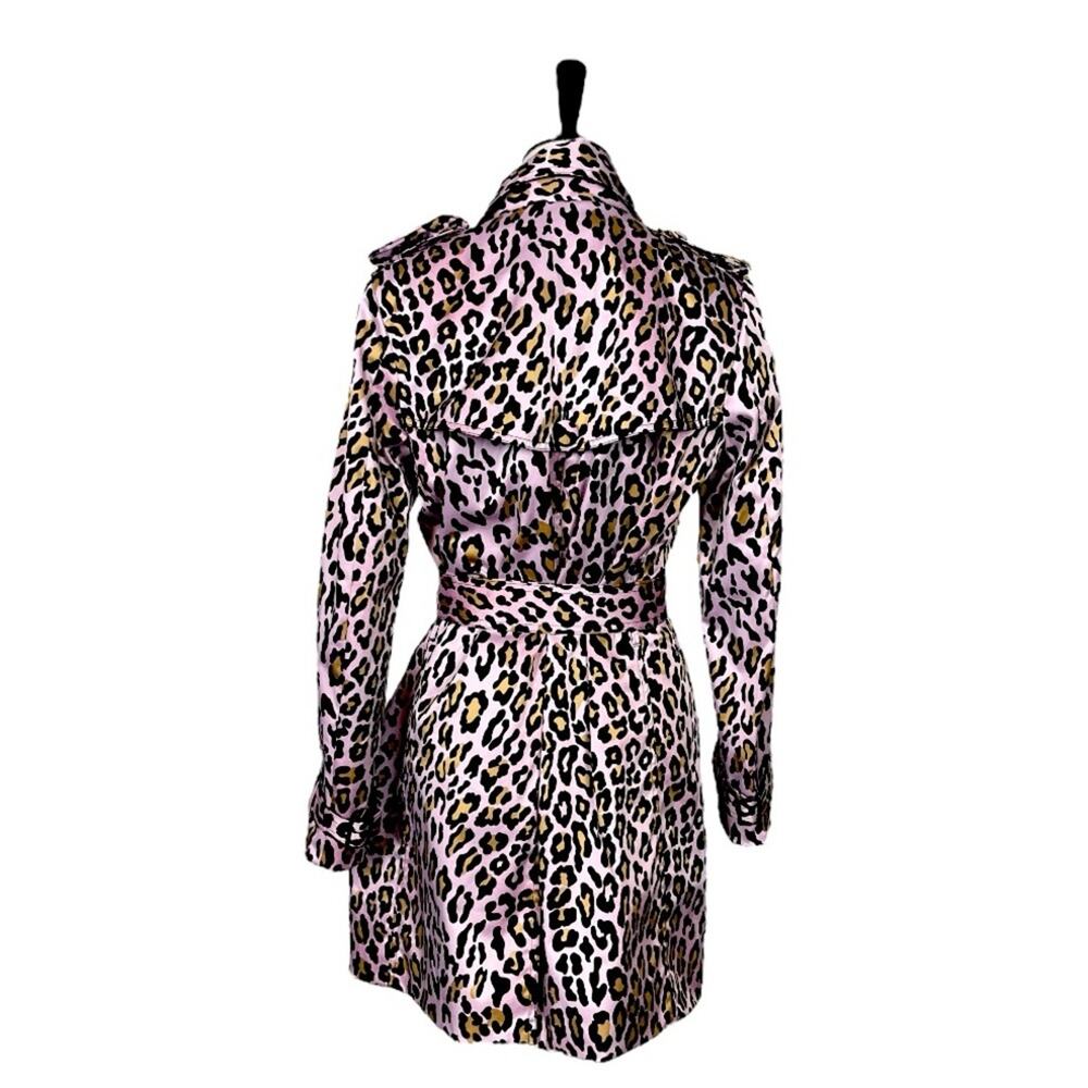 Joan Rivers Trench Coat Belted Classic Pink Leopard Multi Women’s Size Small - Picture 4 of 12